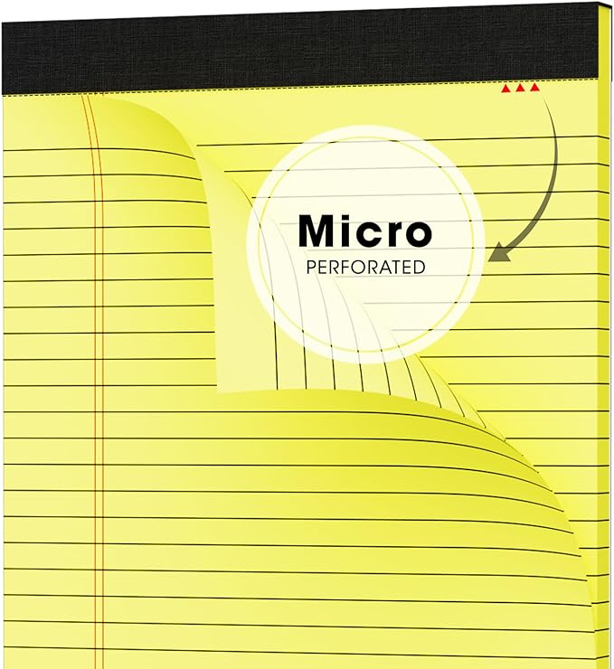 AILZFEI Yellow Legal Pads Note Pads 8.5 x 11 inch Wide Ruled, 30 Sheets/Pad, 20lb Colored Paper, Perforated Notepad with Sturdy Back (3 Pads Yellow)