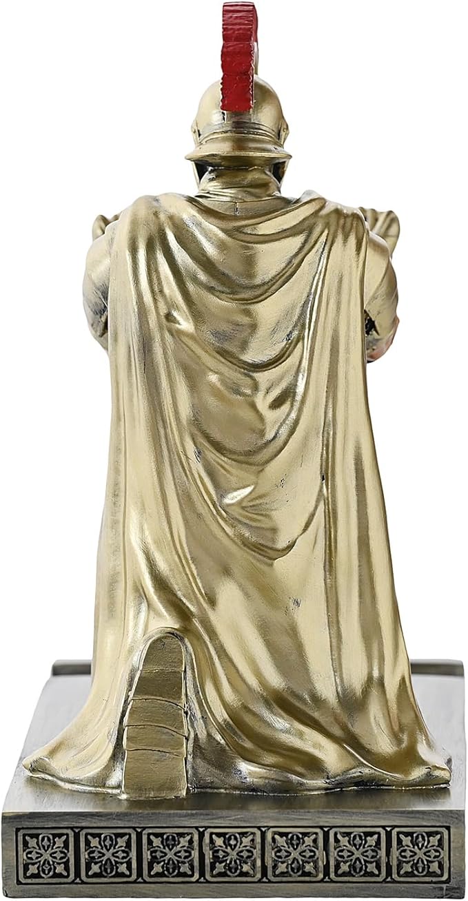 CYXStar Roman Praetorian Prefect Warrior Knight Pen Holder Desk Ornament Resin Praetorian Guard Mobile Phone Stand Desk Accessories and Organizer for Office with a Letter Opener (Bronze)