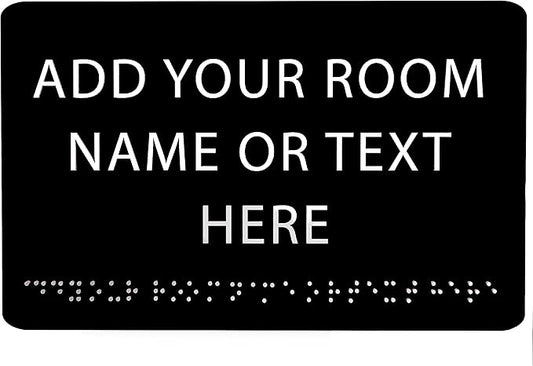 ADA CENTRAL SIGNS - 9" X6" Personalized Custom Sign - ADA Compliant Tactile Graphics Grade 2 Braille Text Acrylic Wall Signs - Add Your Room Name Text Sign for Home School Office Business Workplace