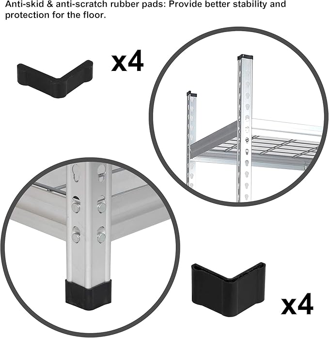 Amazon Basics 5 Shelf, High-Grade Aluminum, Silver, 60 x 24 x 78 Inch | Heavy Duty, 4000IBS, Adjustable, Storage, Shelving Unit