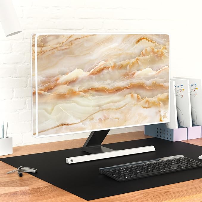Baocicco Abstract Waterproof TV Screen Cover with Marble Design Aesthetic Television Covers for Xmas Decoration Anti-Static Dustproof Protective Cover for LED LCD OLED TVs 50, 51, 52 Inch