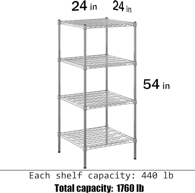 Regal Altair 24" Deep x 24" Wide x 54" Height Wire Shelving Kit | 4-Tier | NSF Commercial Storage Rack Unit