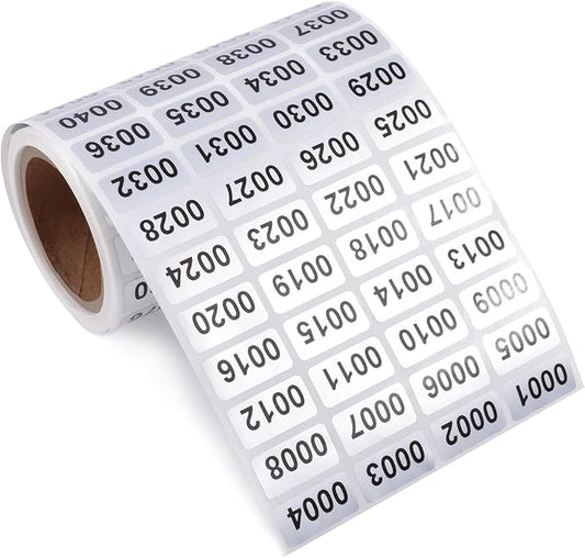 1-2000 Consecutive Number Inventory Stickers Self Adhesive Waterproof Labels Office Warehouse Numbering Classification Black Printing on Silver Sticker 0.79 x 0.38 Inch