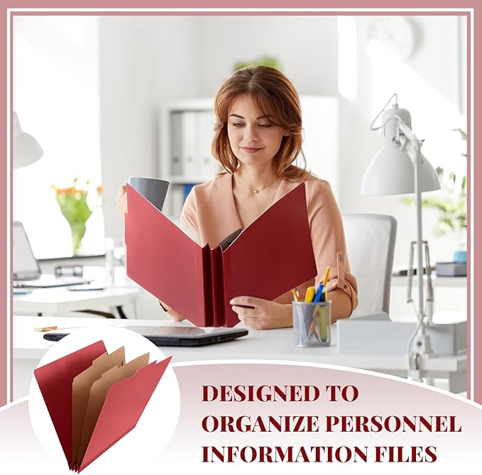 Skyygemm 36 Pcs Classification Folders Letter Size, 2 Divider Pressboard File Folders with 3. 5 Inch Expansion, 2 Prongs Fastener, Heavy Duty Office File Organizers for Teachers, Medical (Dark Red)