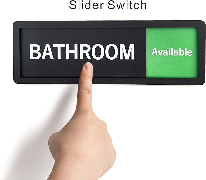 Bathroom Sign – In Use/Available Slide Switch Sign, Premium Durable Acrylic Material, Super Strong Self-Adhesive, Quick Installation, Suitable For Your Home And Business (9×3 Inches, Black)
