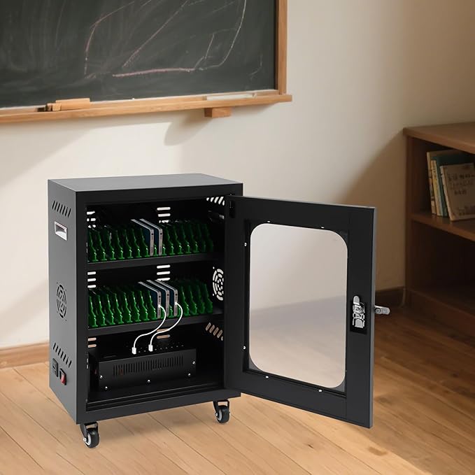 QUEWATSA Cell Phone Charging Station, 30-Device Rechargeable Mobile Phones Charging Cabinet, Locking and Charging Phone Storage Box, Mobile Charging Cart, Lockable Device Charging Locker