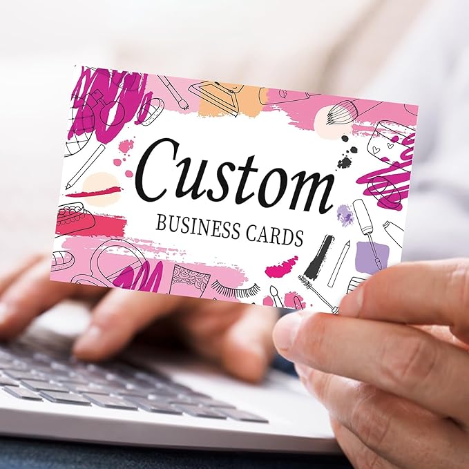 Custom Business Cards - Customizable Logo/Text/QR Code, 300gsm Matte Paper Front & Back Sides Printed, for Beauty Store, Nail Salon, Barber Store