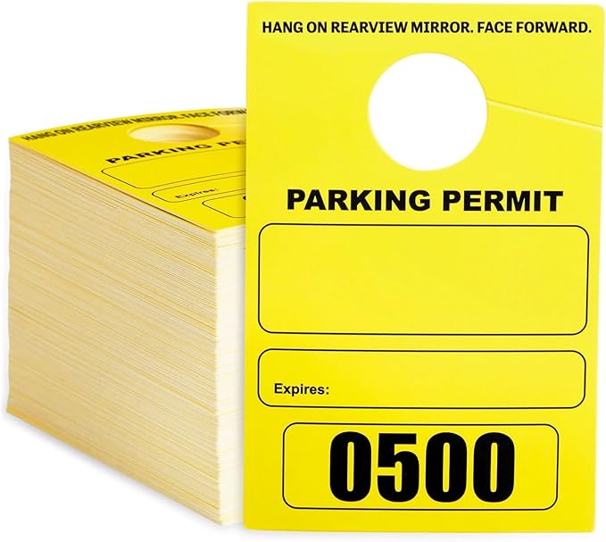 Juvale Rectangular Parking Permit Hang Tags - Sequentially Numbered Parking Passes - Writable Blank Car Passes - High-Visibility Yellow Hang Tags - 3 x 5 in, Yellow, Pack of 500