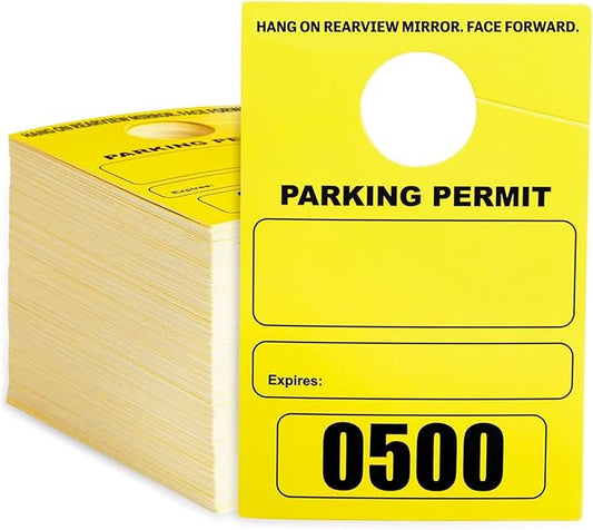 Juvale Rectangular Parking Permit Hang Tags - Sequentially Numbered Parking Passes - Writable Blank Car Passes - High-Visibility Yellow Hang Tags - 3 x 5 in, Yellow, Pack of 500