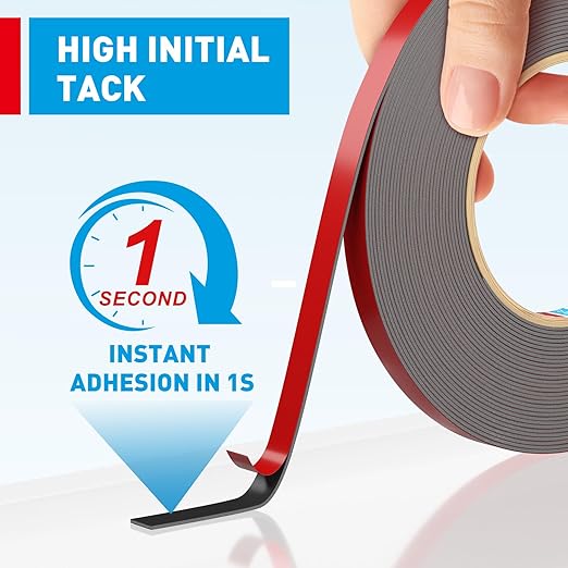 EMITEVER Double Sided Tape Heavy Duty, Tesa Adhesive Mounting Tape Waterproof, 0.39IN x 36FT Strong Acrylic Foam Tape for Walls, Automotive, Home Office Decor