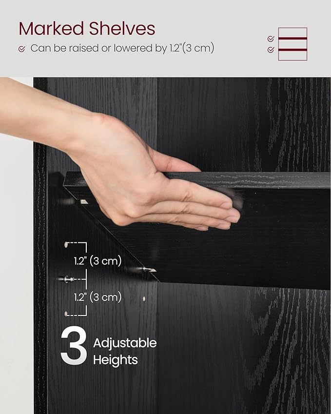 VASAGLE Custos Collection - Bookshelf, 3-Tier Bookcase, Book Shelf, Open Storage Shelf, 9.4 x 23.6 x 32 Inches, for Living Room, Home Office, Dinning Room, Ebony Black ULBC163T56