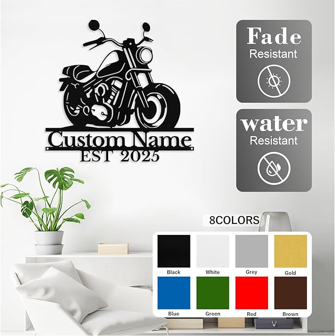 Custom Motorcycle Metal Sign Personalized Biker Name Sign Motorcycle Wall Art Motorbike Signs Garage/Man Cave Decor Gift for Bikers Men Husband