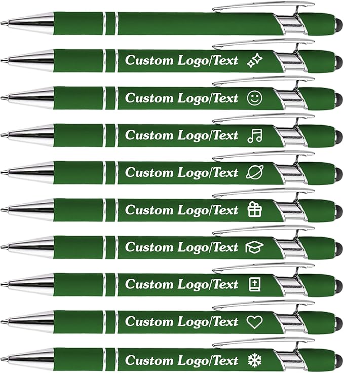 CRME Bulk Custom Pens Personalized Customized Engraved Writing Pen with Name Logo 2-in-1 Stylus Retractable Ballpoint Pen with Stylus tip Ideal for Coworkers Nurse Office Supplies Black Ink Pens