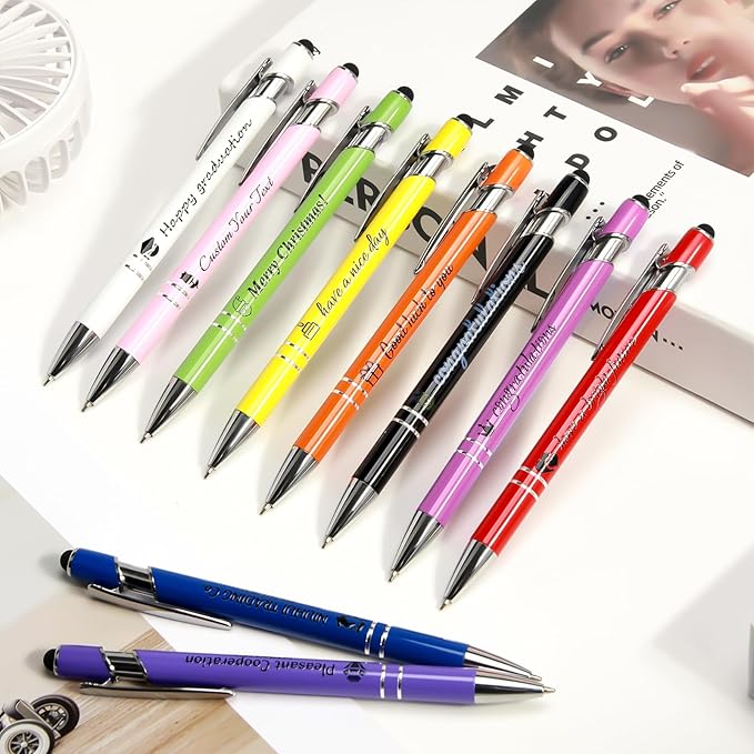 ENOMY Personalized Pens Bulk Free Engraved with Logo/Name/Message Black Ink Custom Pens Customized Stylus Ballpoint Pens Ideal Gifts for Business Anniversary (10)