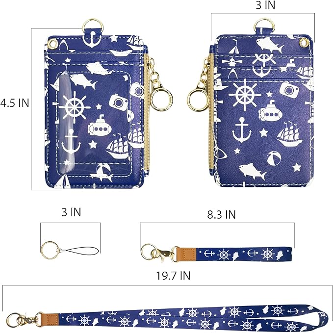 Lanyard Wallet,Wallet Lanyard,lanyards for id Badges,lanyards for id Badges for Women,Lanyard Wallet for Women,Fashion Badge Holder with Zipper（Cruise Ship）
