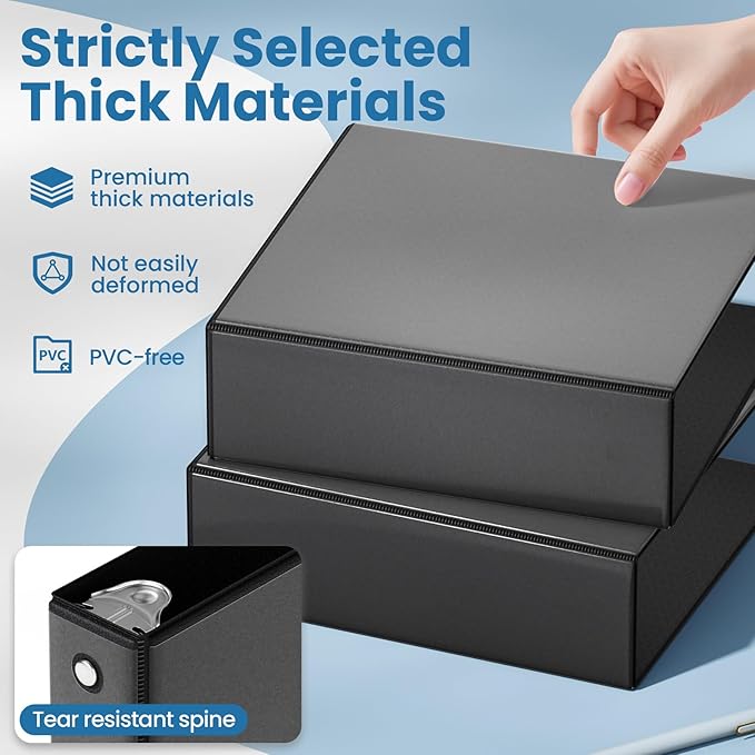 SUNEE 3 Ring Binder 3 Inch 1 Pack, Clear View Binder Three Ring PVC-Free (Fit 8.5x11 Inches) for School or Office Supplies, Black