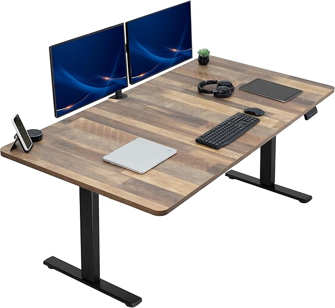 VIVO Electric 71 x 36 in Standing Desk, Memory Height Adjustment, 1B Series, Holds 220 lbs, Reclaimed Wood Top Black Frame, DESK-KIT-1B7P-36