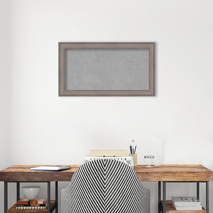 Amanti Art Grey Framed Magnetic Board 15x27 Small Vision Board for use with Magnets, 100% Metal Sheet to Display Items as Office Decor or for Home Organization in mudroom, Kitchen or Kids Room
