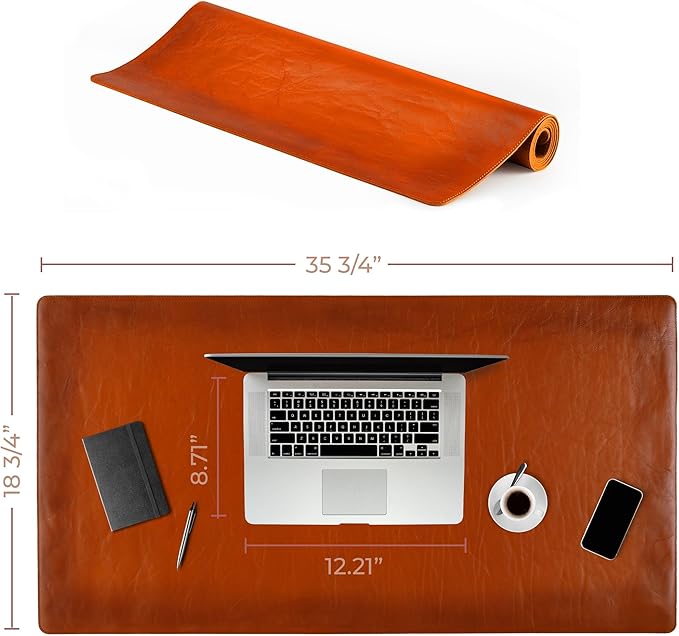 Node Leather Desk Mat - Executive Real Leather Desk Pad - Large (18 3/4" X 35 3/4") | Non-Slip Leather Desk Blotter