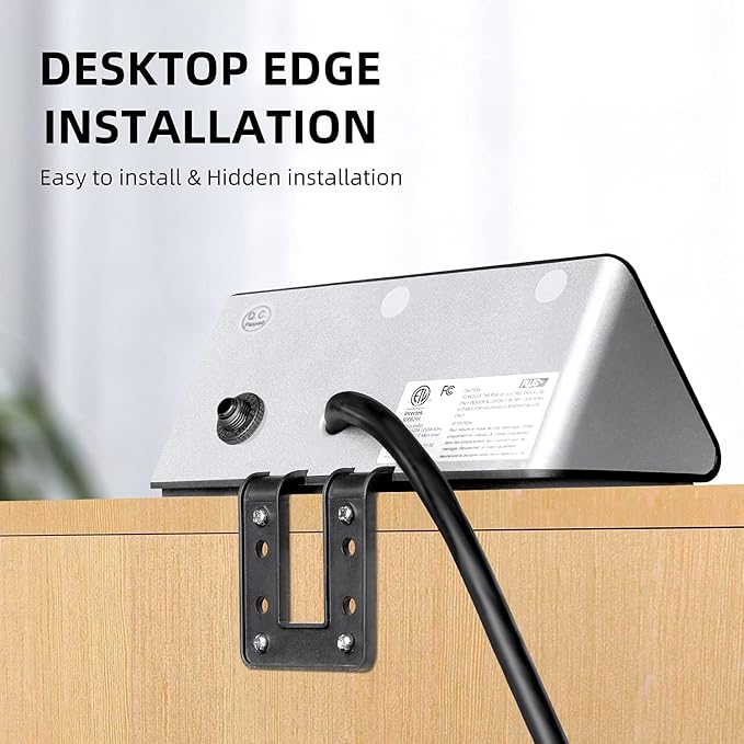 Emerising 2-Pack Desk Edge Mount Power Strips with 4 USB Ports & 3 AC Power Outlets for Home and Office Desktop Charging Bucket, 1250Joules Surge Protection,Black