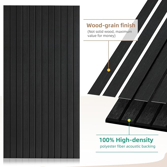 AUTORIFIC Wood Veneer Sound Panels, 10 Pack 47.2”x23.6” Wall Panels, Decorative Acoustic Panels for Walls, for Office,Home Theater,Studio,Living Room, Smoky(Mitred)