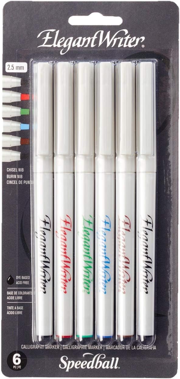 Speedball 2882 Elegant Writer 6 Medium Calligraphy Markers Set, Assorted Colors