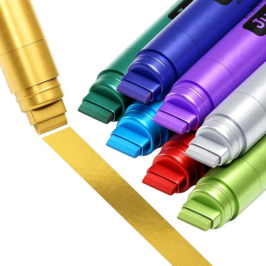 ARTISTRO 8 Metallic Poster Markers - Jumbo Markers Set with 15mm Wide Jumbo Tip for Murals, Posters, Tagging, Rock, Wood, Plastic, Leather, Metal, Fabric, Ceramic