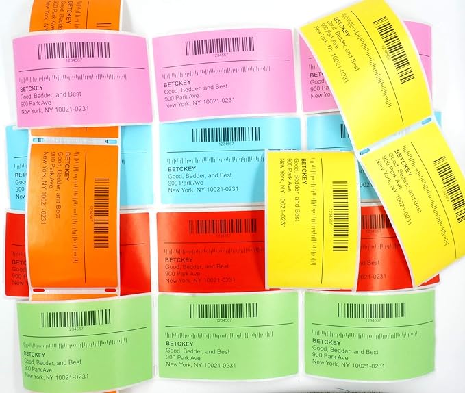BETCKEY - 1" x 3" Barcode & Address Labels Compatible with Zebra & Rollo Label Printer,Premium Adhesive & Perforated[Green, 6 Rolls, 3120 Labels]