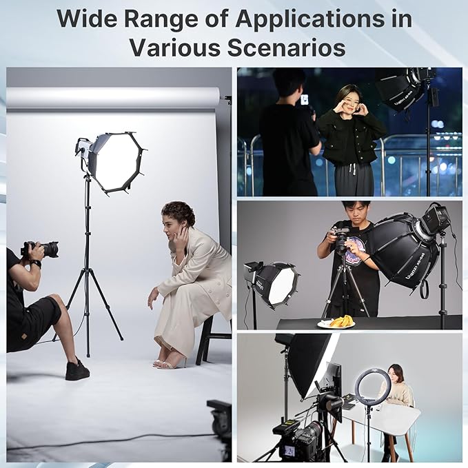 ULANZI Black Aluminum Light Stand, 6.32ft Extendable Tripod for Strobe Lights, Webcams, Cameras & Softboxes
