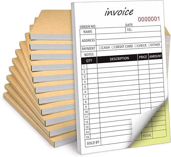 Homvle Invoice Receipt Book with Carbon Copies 2-Part Carbonless Sales Book for Small Boutique Business, 50 Sets