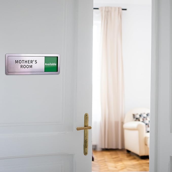 Mother's Room Door Signs, Do Not Disturb,Breastfeeding Door Sign, In Use/Available Slider Sign for Lactation Room, Privacy Vacant Occupied Nursing Signs，Brushed Silver