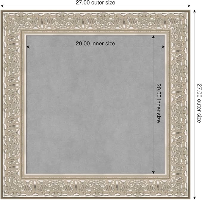 Amanti Art Silver Framed Magnetic Board 27x27 Medium Vision Board for use with Magnets, 100% Metal Sheet to Display Items as Office Decor or for Home Organization in mudroom, Kitchen or Kids Room