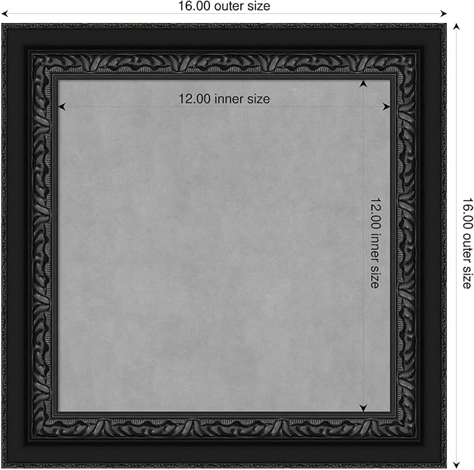 Amanti Art Black Framed Magnetic Board 16x16 X-Small Vision Board for use with Magnets, 100% Metal Sheet to Display Items as Office Decor or for Home Organization in mudroom, Kitchen or Kids Room