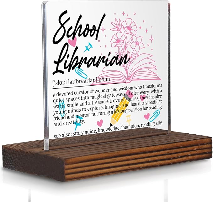 School Librarian Gifts, Thank You Desk Sign for Library Teachers and Reading Mentors, Appreciation Plaque for Literacy Champions, Office Decor Recognition Gift PA034