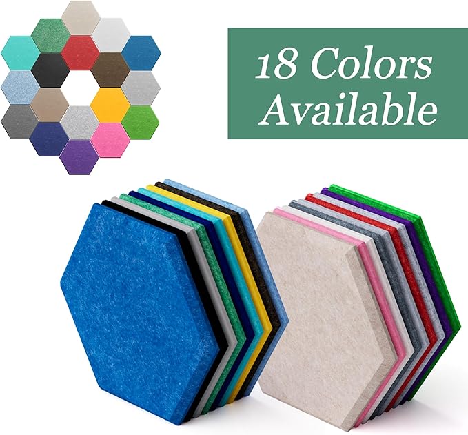 Hexagonal Acoustic Panels-12 Pack High-Density Sound Absorbing Panels 12"X10"X0.4" for Enhanced Noise Reduction, DIY Design, Idea for Studios, Offices, and Home Theaters(Coffee Brown)