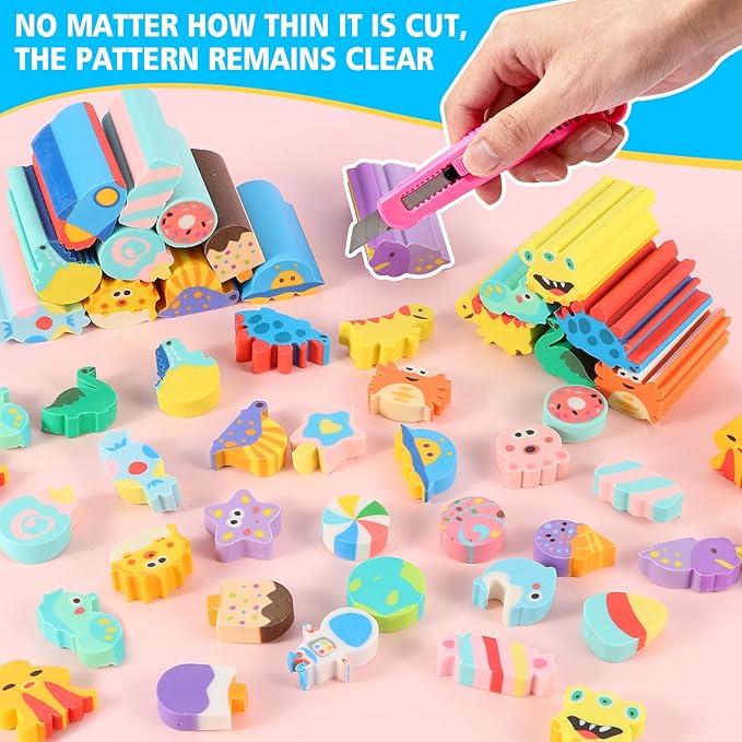 24 Pcs Cute Retractable Eraser for Pencils Cute School Supplies Kawaii Erasers for Kids Fun Cartoon Erasers Back to School Supplies Kid Party Favors Gift (Style 5)