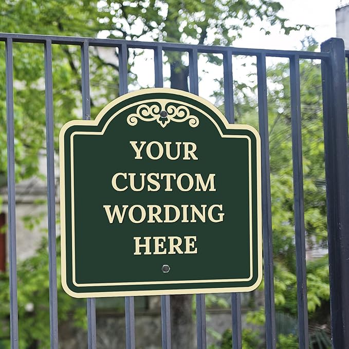 Custom Decorative Sign, Personalized Metal Sign for Business, Driveway, Home, Airbnb, Office Door Plaque,Green Background, 18x18 Inches, ACM, Fade Resistant, Made in USA