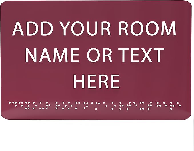 ADA CENTRAL SIGNS - 9" X6" Personalized Custom Sign - ADA Compliant Tactile Graphics Grade 2 Braille Text Acrylic Wall Signs - Add Your Room Name Text Sign for Home School Office Business Workplace
