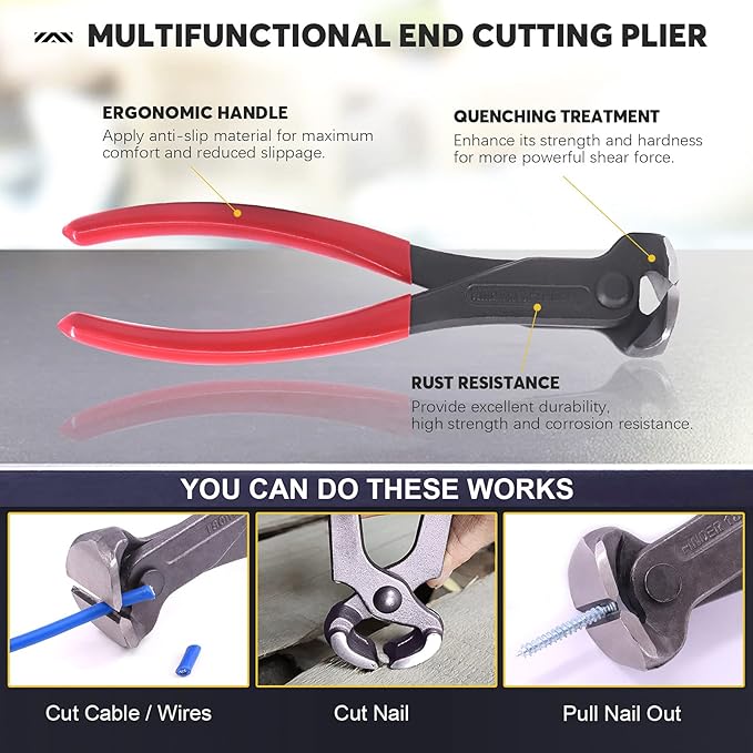 Mardatt 4Pcs Nail Puller and Staple Remover Tool Set, 7" End Cutting Pliers, Staple Puller, Tack Lifter, Fastener Remover for Furniture Floor Wall Car Photo Frame