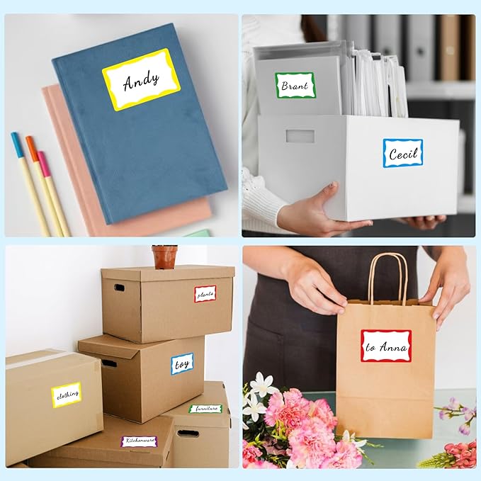 Yeachlaing 6 Classic Colors Name Tag Stickers,240PCS Waterproof Stickers Name Tags 3 1/2 X 2 1/4 Name Labels for Office,Meeting,School and Home