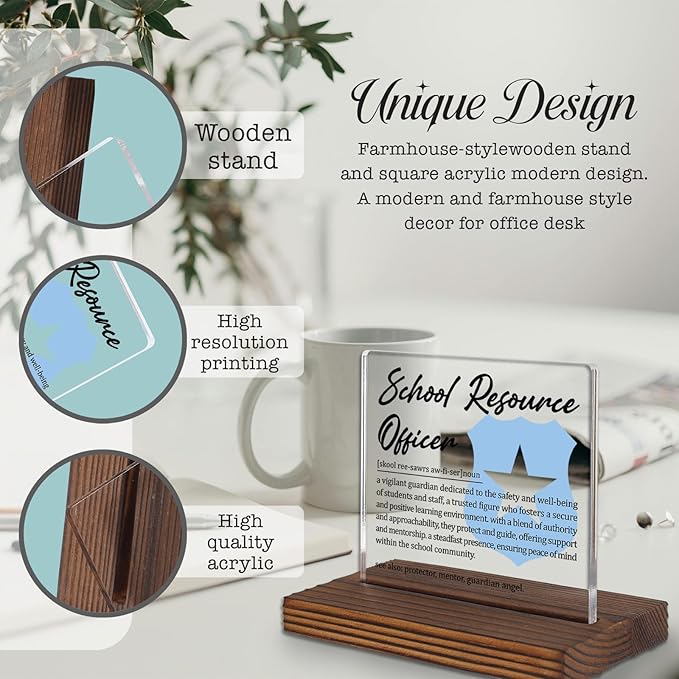School Resource Officer Gifts, Thank You Appreciation Desk Sign for SROs, Police Officers in Schools, Safety Recognition Plaque for Office Decor Graduation Retirement PA030