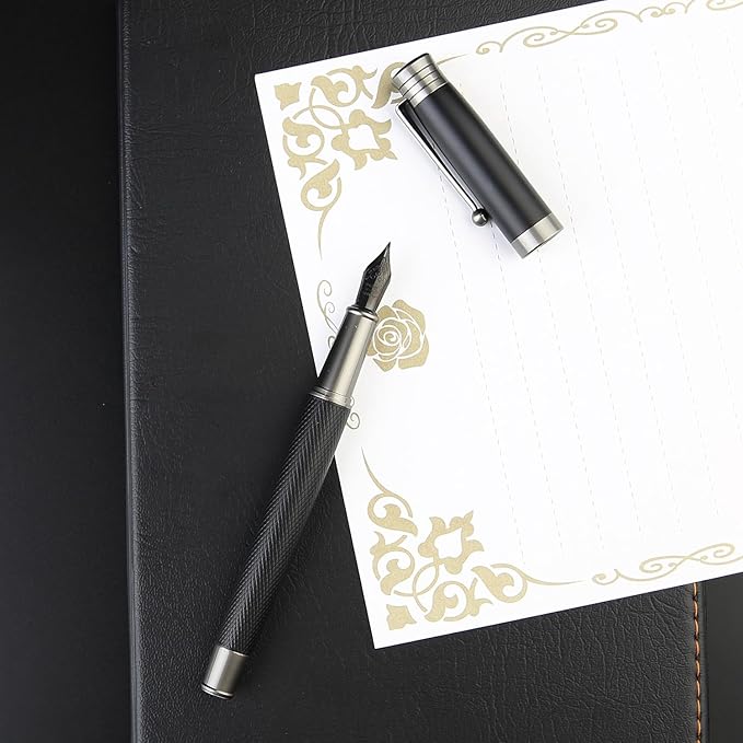 GC QUILL Fountain Pen Set - Fine & Medium Nibs, Includes 18 Ink Cartridges, Ink Refill Converter & Syringe Filler, Gift for Writing, Journaling & Calligraphy MU-13