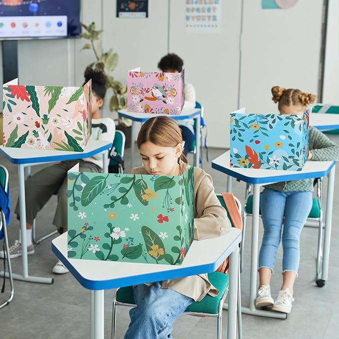 Crtiin 24 Pcs Privacy Folders for Students Desk Dividers Standard School Privacy Cardboard Board Testing Dividers Shield for Classroom Teacher Supplies Keep Eyes from roving(Fresh)