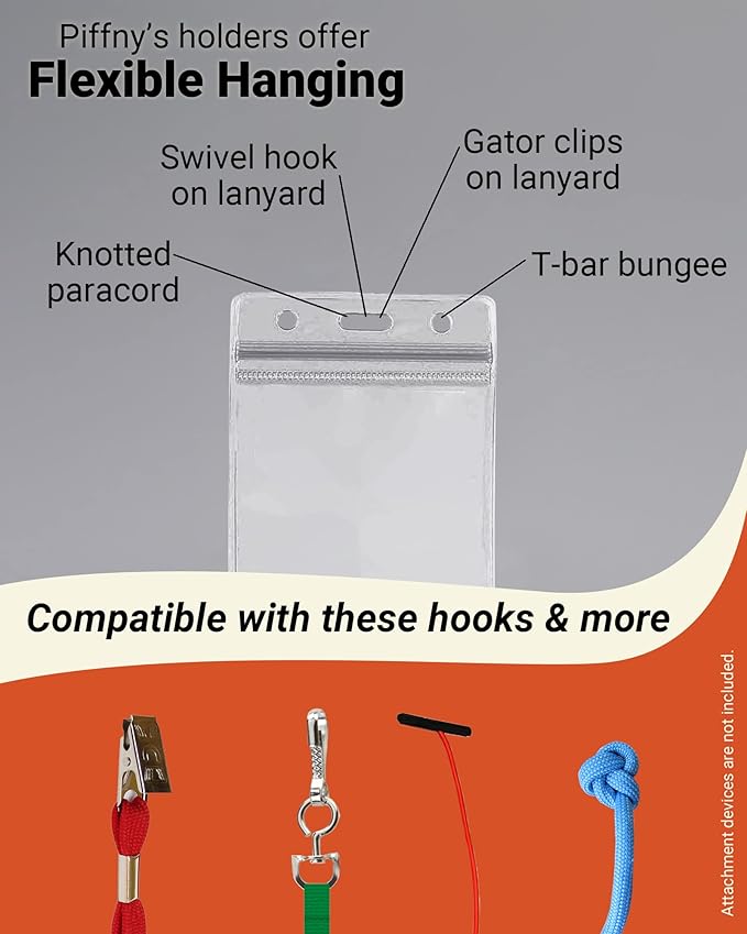 Clear ID Holder for Lanyard - ID Card Holder Waterproof (Inches, 2.25 x 3.5 Vertical 100Pack)