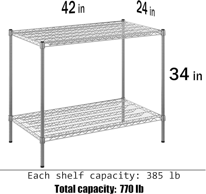 Regal Altair 24" Deep x 42" Wide x 34" Height Wire Shelving Kit | 2-Tier | NSF Commercial Storage Rack Unit