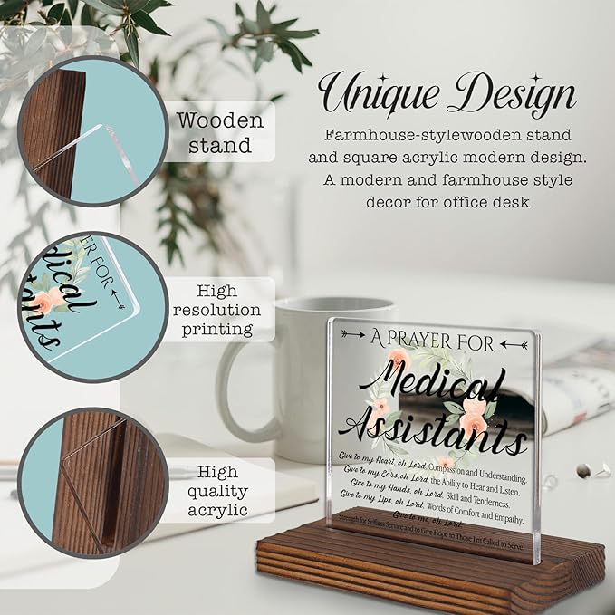 Medical Assistant Prayer Desk Sign, Inspirational Christian Gift for Healthcare Workers Graduation Birthday Christmas, Faith-Based Office Decor for MA Appreciation and Support PA115