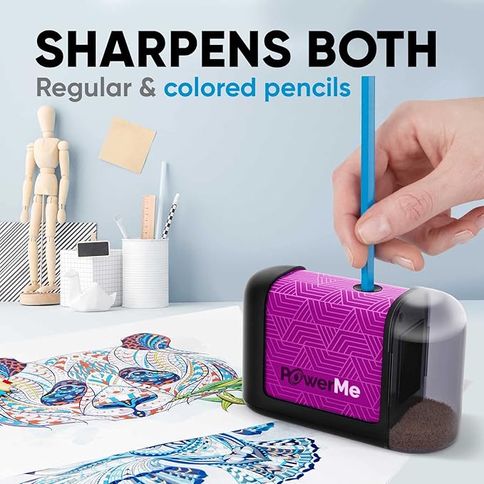 Battery-Operated Electric Pencil Sharpener for Kids, School, Home, Office - for No. 2 Pencils and Colored Pencils