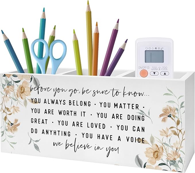 Exqcom Before You Go Inspirational Pen Pencil Holder, Motivational Gifts for Women, Watercolor Floral Positive Affirmations Pencil Pen Holder Organizer for Home Office Desk Accessories
