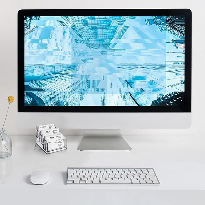 Meschett 3 Pack Clear Acrylic Business Card Holder,3 Tier Premium Acrylic Clear Business Card Holder Stand for Desk Fits 150 Business Cards