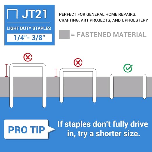 meite JT21 Staples, 3/8 Inch Galvanized Fine Wire Staples for Staple Gun - 7/16" Crown JT21 Staple Refill, Ideal for Upholstery, Crafts, Furniture (1 Case)